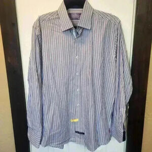 English Laundry Men's Purple Striped Dress Shirt - Cotton - Size 16 34/35 formal